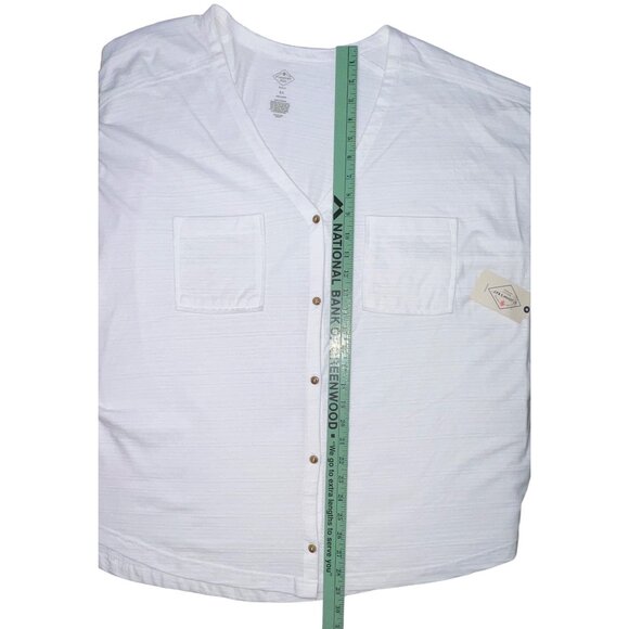 St. John's Bay Women's 3X White Button-Down Cotton Blouse With Front Pockets - Picture 3 of 4